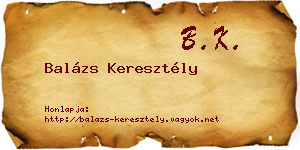 Balázs Keresztély névjegykártya